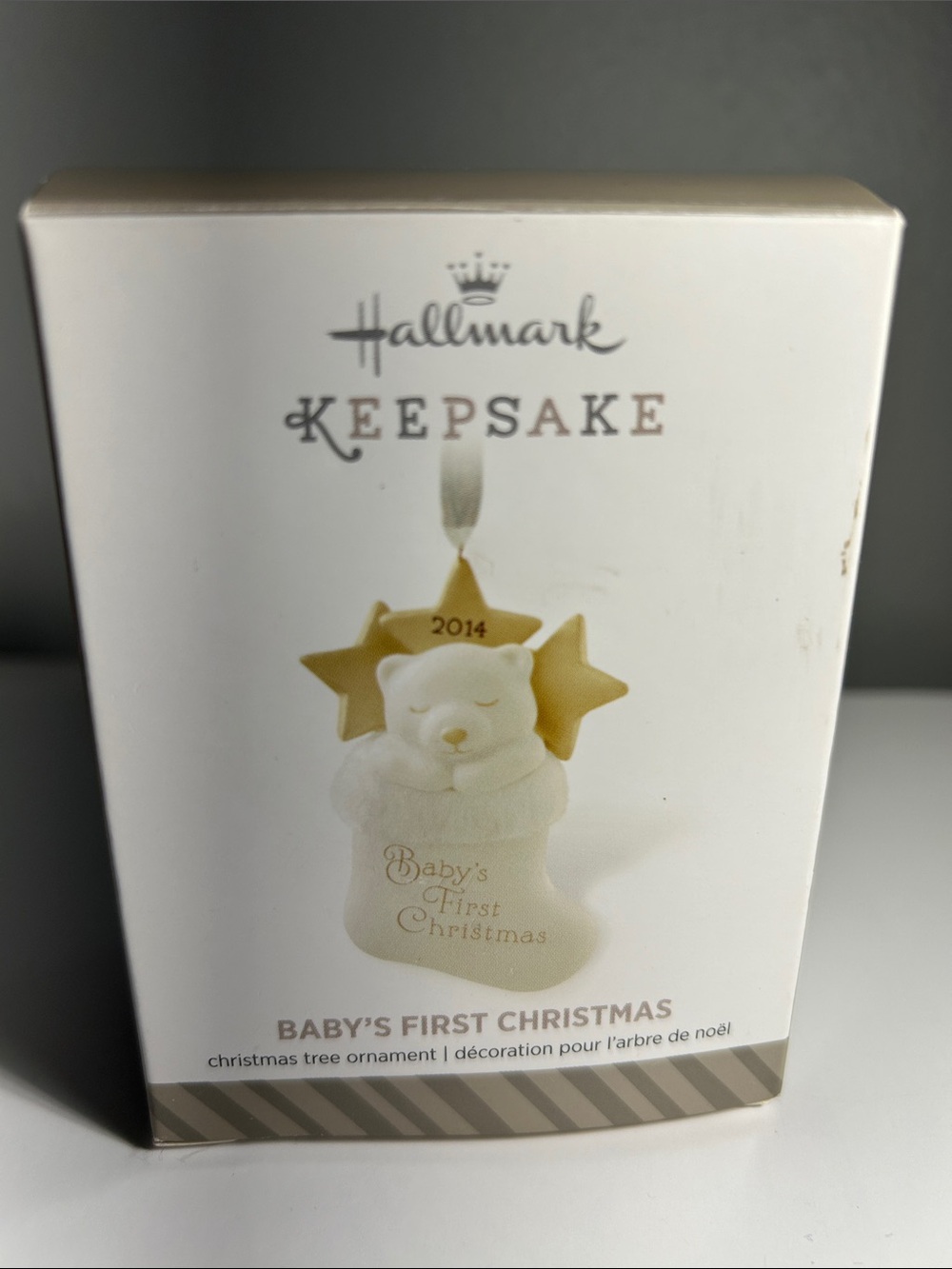 Hallmark Keepsake 2014 Baby's First Christmas Ornament - White & Gold Star Bear